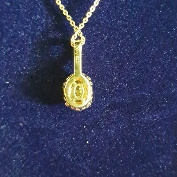 Premium Sava Sphene & White Zircon Halo Pendant On 20" Necklace - Picture 4 of 10